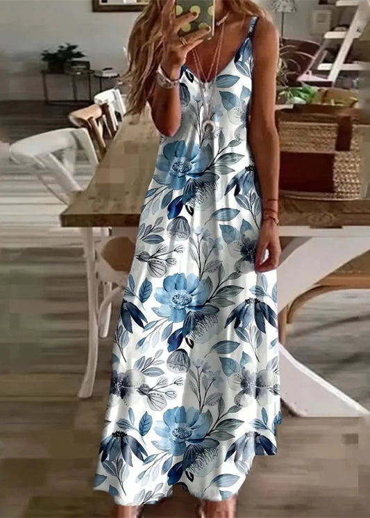 New Ladies Fashion Dress Casual Retro Ethnic Print Sundress Summer Ladies Boho Vacation Sexy Slip Dress Elegant Evening Dress
